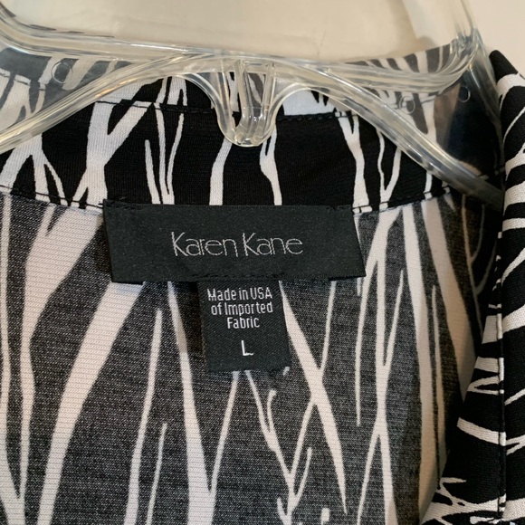 Karen Kade (size L) Black and White Cascade Faux Wrap Dress - Picture 10 of 11